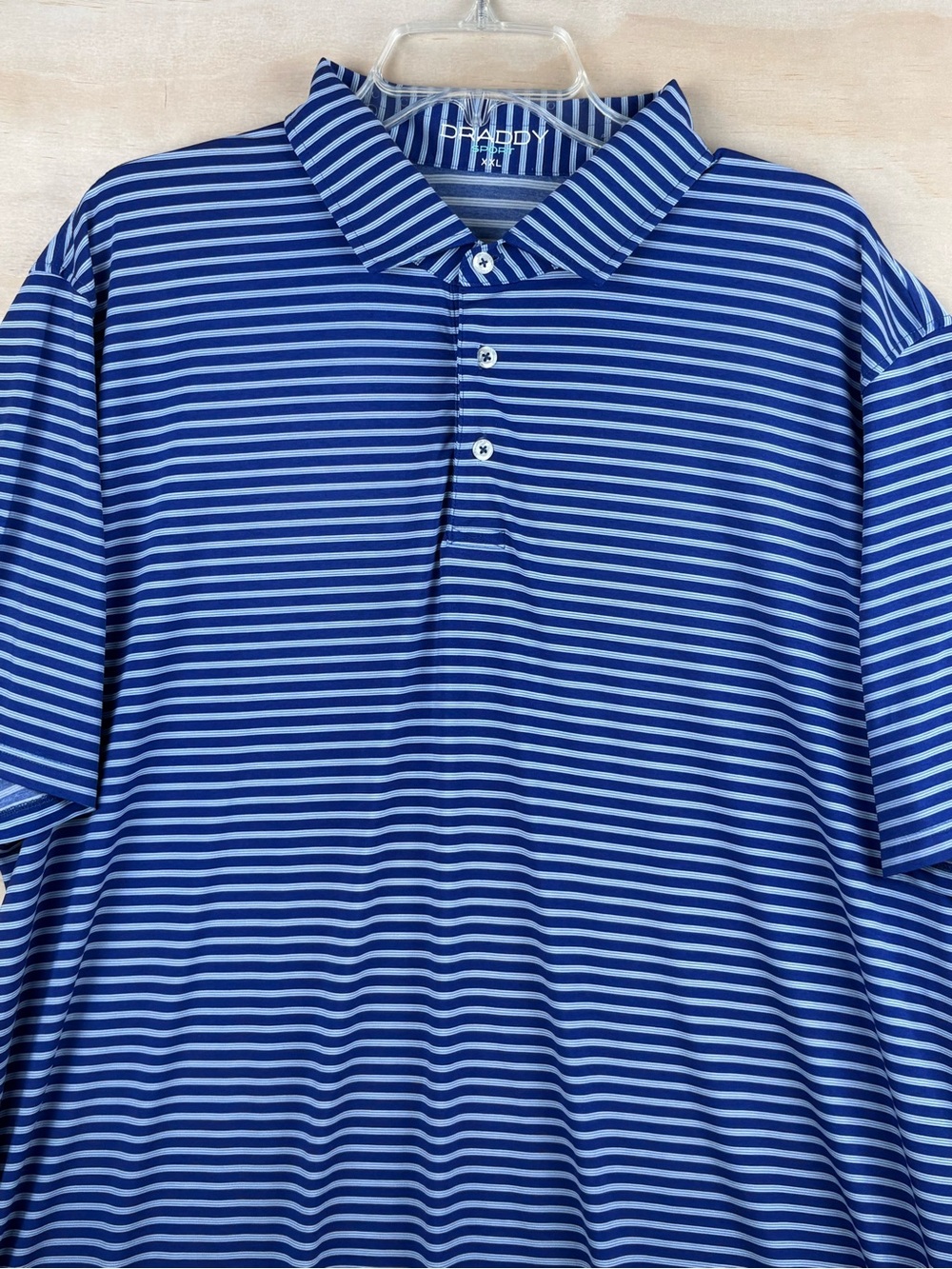 Draddy Sport Polo Short Sleeve Blue Stripes Mens 2XL XXL Logo